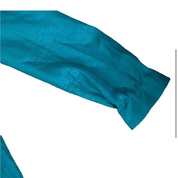 Adrianna Papell Silk Turquoise Blue Mermaidcore Event Evening Button Up Blazer - Picture 3 of 8